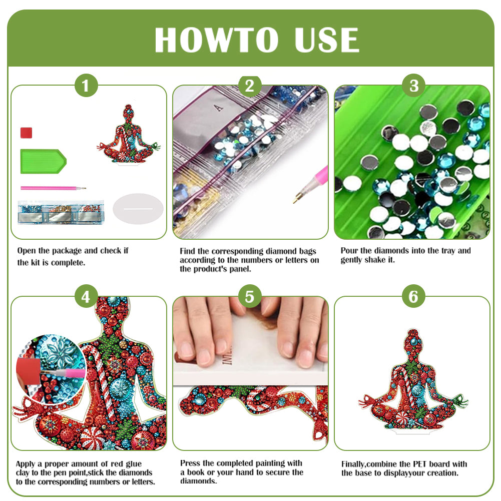 2D Flat Print Yoga Woman DIY Desktop Diamond Art Kits Bedroom Table Decoration