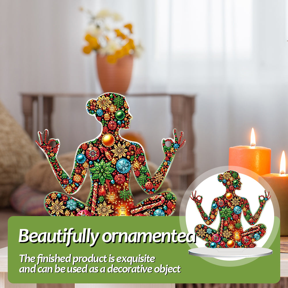 2D Flat Print Yoga Woman DIY Desktop Diamond Art Kits Bedroom Table Decoration