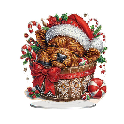 2D Flat Christmas Yak DIY Desktop Diamond Art Kits for Home Office Desktop Decor