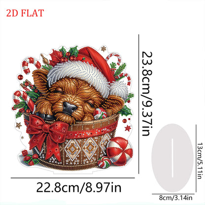 2D Flat Christmas Yak DIY Desktop Diamond Art Kits for Home Office Desktop Decor