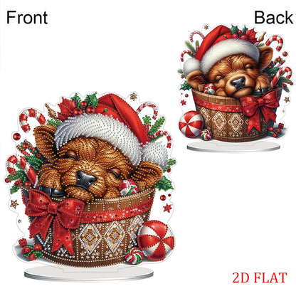2D Flat Christmas Yak DIY Desktop Diamond Art Kits for Home Office Desktop Decor