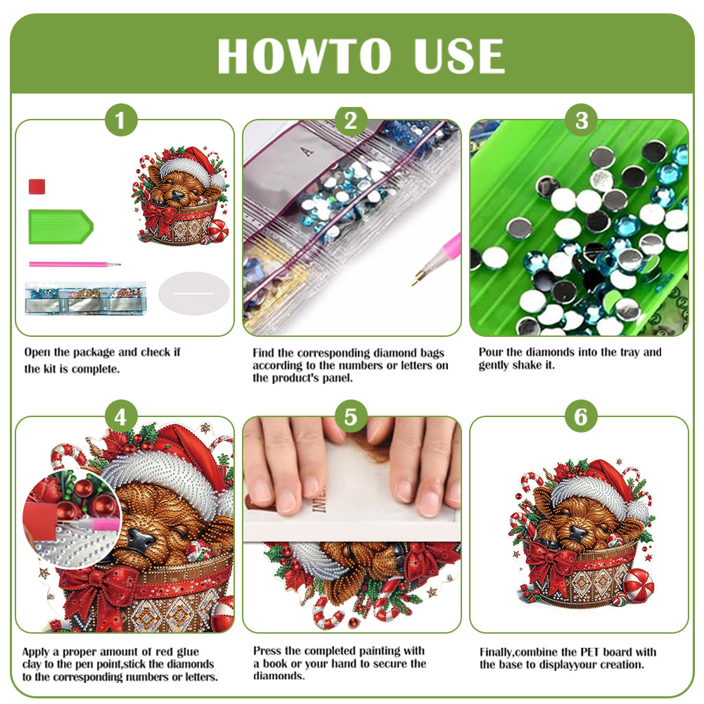 2D Flat Christmas Yak DIY Desktop Diamond Art Kits for Home Office Desktop Decor