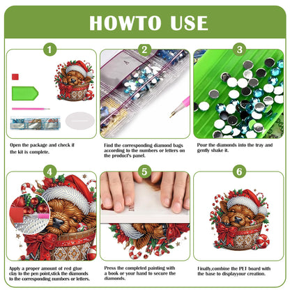 2D Flat Christmas Yak DIY Desktop Diamond Art Kits for Home Office Desktop Decor