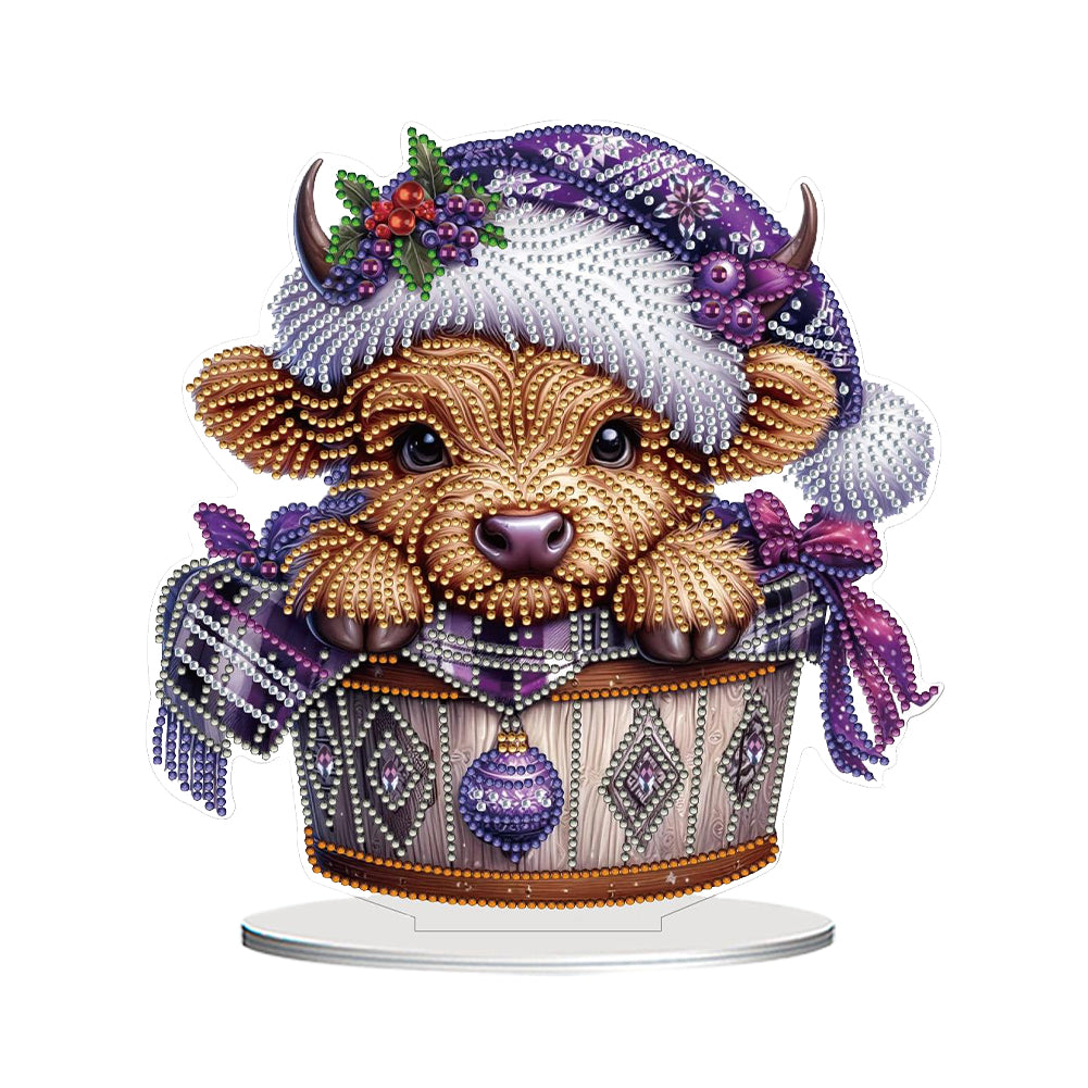 2D Flat Christmas Yak DIY Desktop Diamond Art Kits for Home Office Desktop Decor