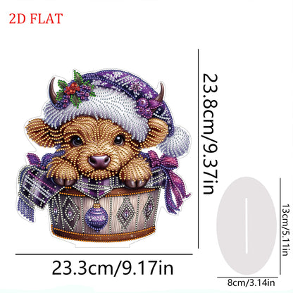 2D Flat Christmas Yak DIY Desktop Diamond Art Kits for Home Office Desktop Decor