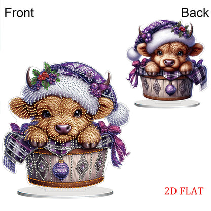 2D Flat Christmas Yak DIY Desktop Diamond Art Kits for Home Office Desktop Decor