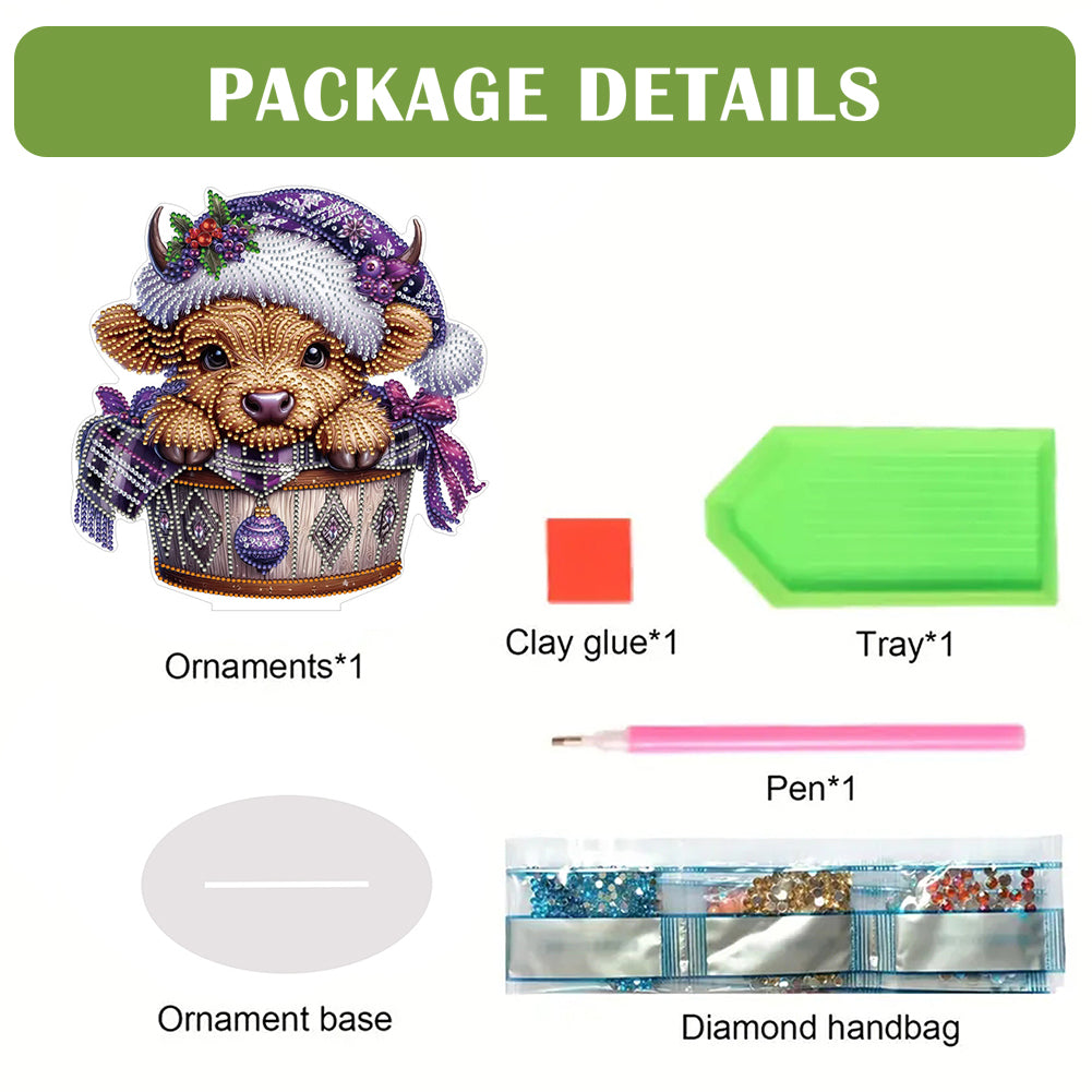 2D Flat Christmas Yak DIY Desktop Diamond Art Kits for Home Office Desktop Decor
