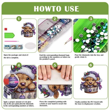 2D Flat Christmas Yak DIY Desktop Diamond Art Kits for Home Office Desktop Decor