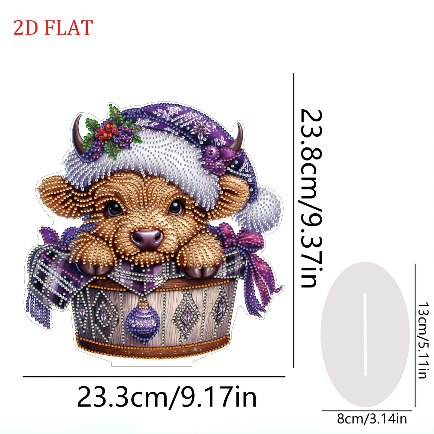 2D Flat Christmas Yak DIY Desktop Diamond Art Kits for Home Office Desktop Decor