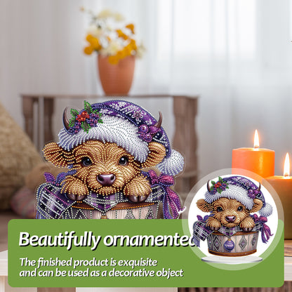 2D Flat Christmas Yak DIY Desktop Diamond Art Kits for Home Office Desktop Decor