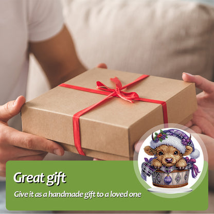 2D Flat Christmas Yak DIY Desktop Diamond Art Kits for Home Office Desktop Decor