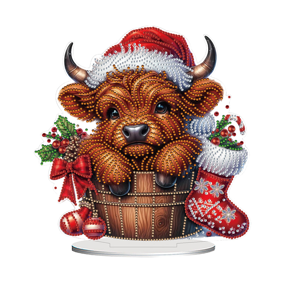 2D Flat Christmas Yak DIY Desktop Diamond Art Kits for Home Office Desktop Decor