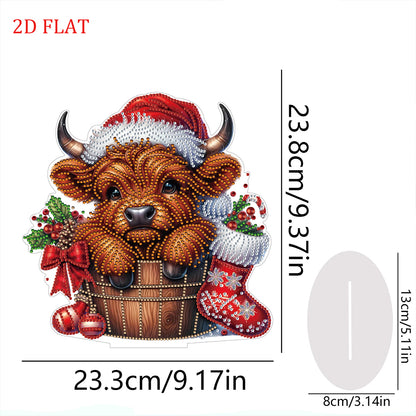 2D Flat Christmas Yak DIY Desktop Diamond Art Kits for Home Office Desktop Decor