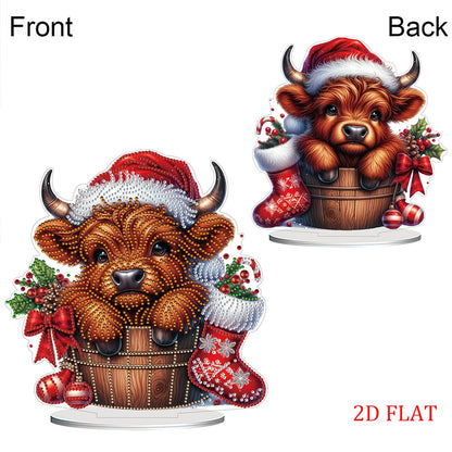 2D Flat Christmas Yak DIY Desktop Diamond Art Kits for Home Office Desktop Decor