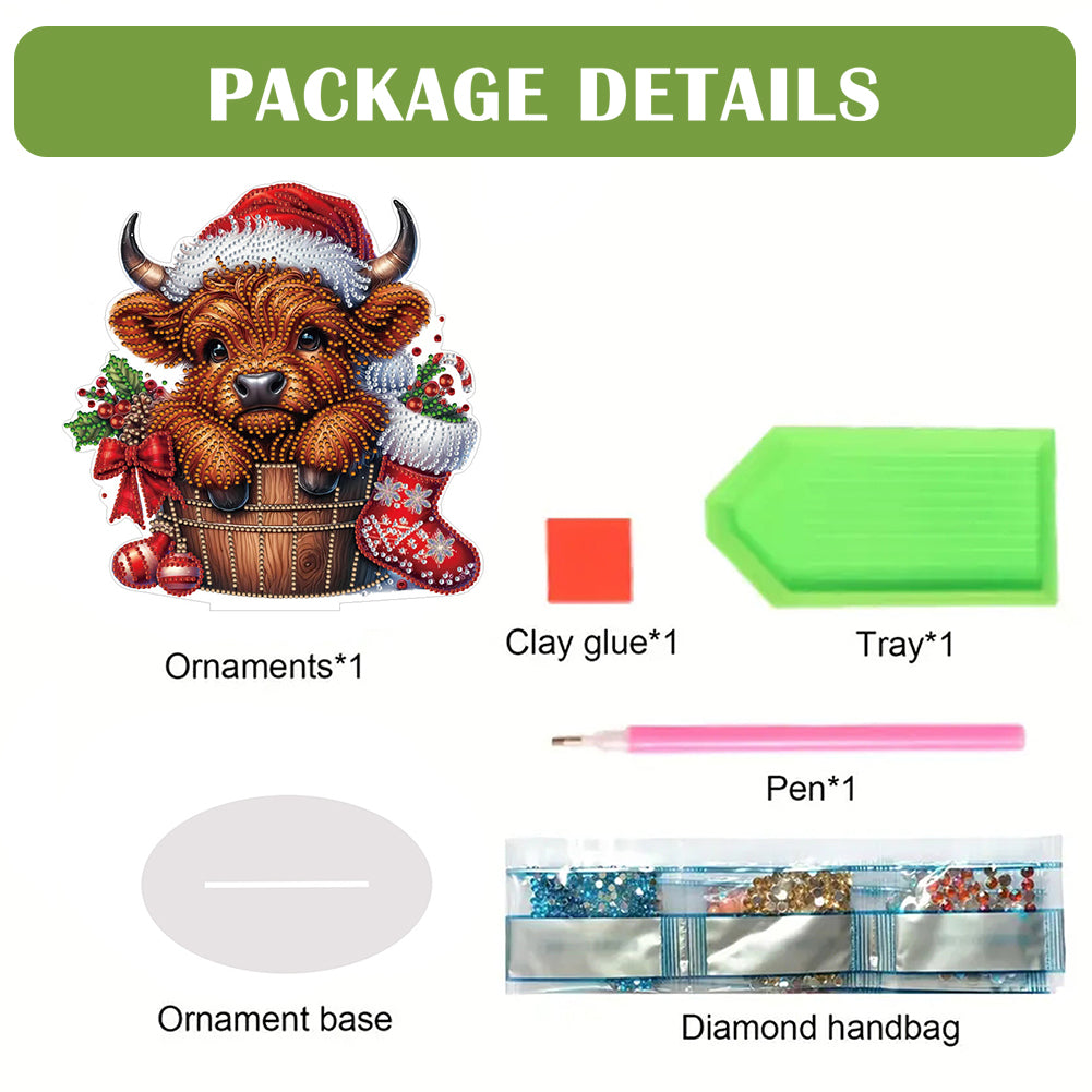 2D Flat Christmas Yak DIY Desktop Diamond Art Kits for Home Office Desktop Decor