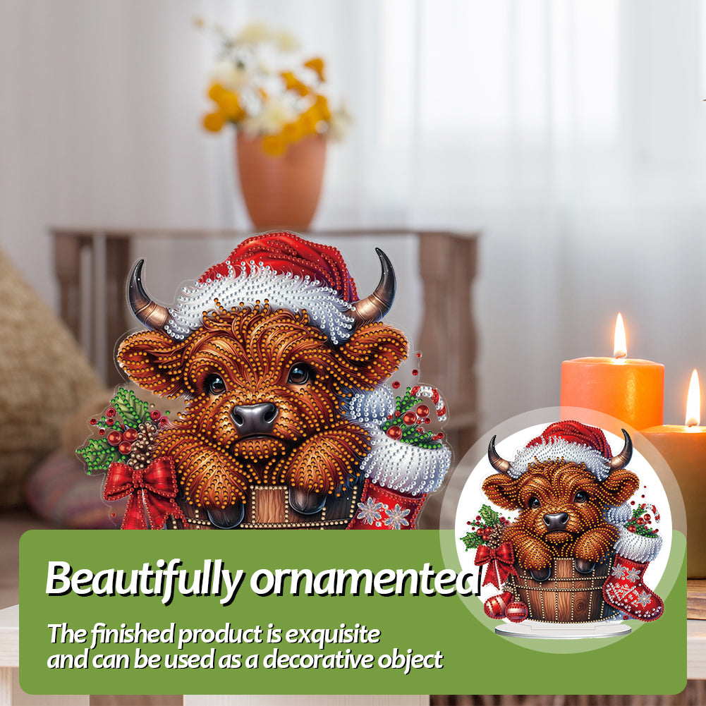 2D Flat Christmas Yak DIY Desktop Diamond Art Kits for Home Office Desktop Decor