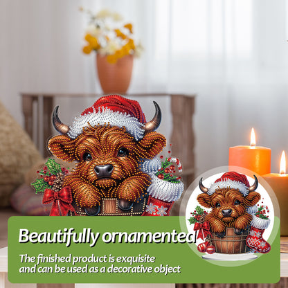 2D Flat Christmas Yak DIY Desktop Diamond Art Kits for Home Office Desktop Decor