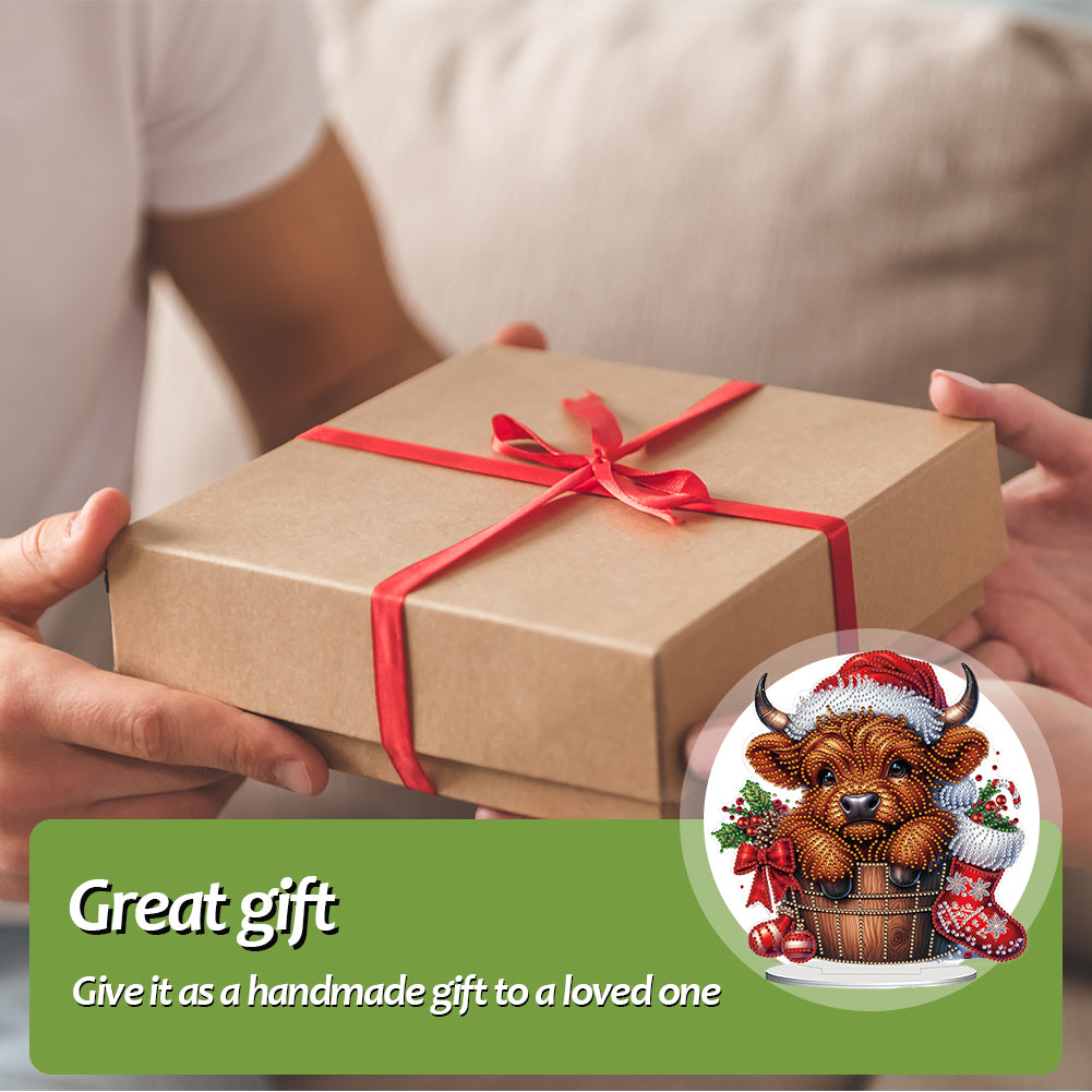 2D Flat Christmas Yak DIY Desktop Diamond Art Kits for Home Office Desktop Decor