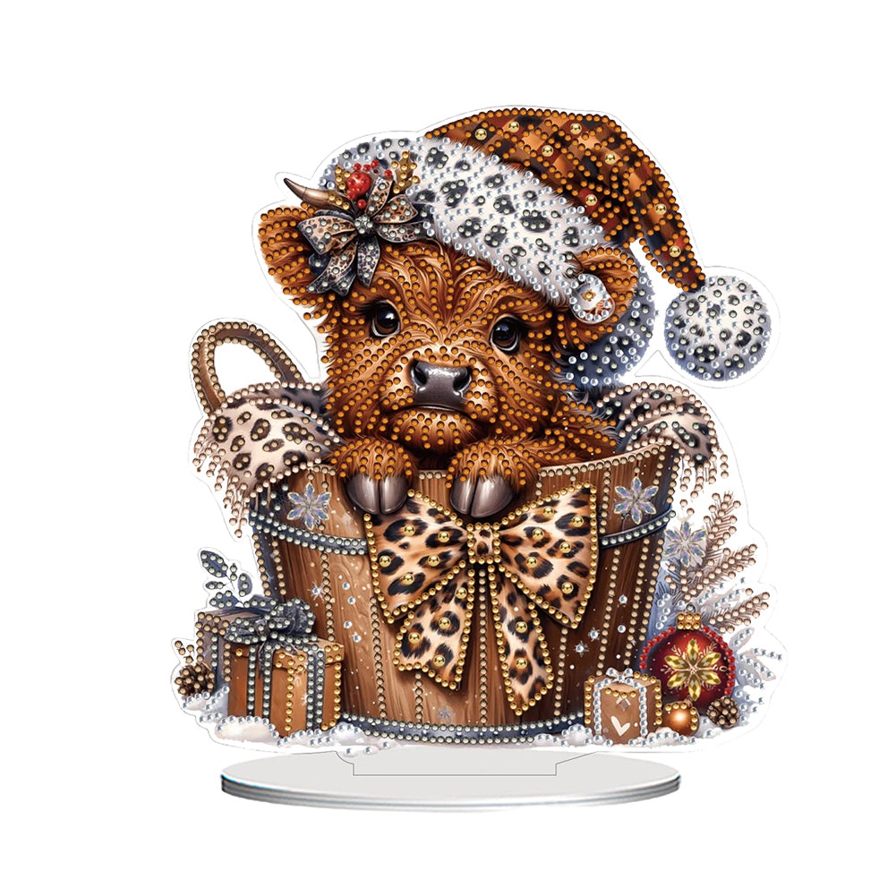 2D Flat Christmas Yak DIY Desktop Diamond Art Kits for Home Office Desktop Decor