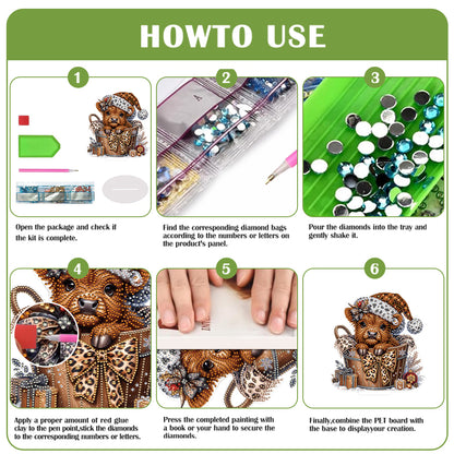 2D Flat Christmas Yak DIY Desktop Diamond Art Kits for Home Office Desktop Decor