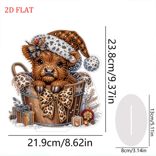 2D Flat Christmas Yak DIY Desktop Diamond Art Kits for Home Office Desktop Decor