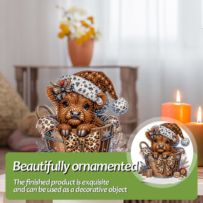 2D Flat Christmas Yak DIY Desktop Diamond Art Kits for Home Office Desktop Decor