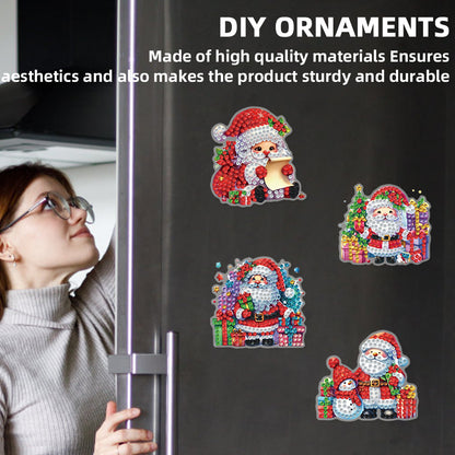 6PCS 2D Flat Xmas DIY Crystal Refrigerator Magnet Round Diamond Magnetic Sticker