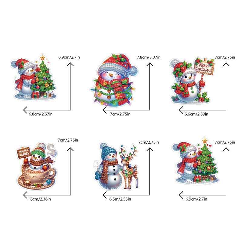6PCS 2D Flat Xmas DIY Crystal Refrigerator Magnet Round Diamond Magnetic Sticker