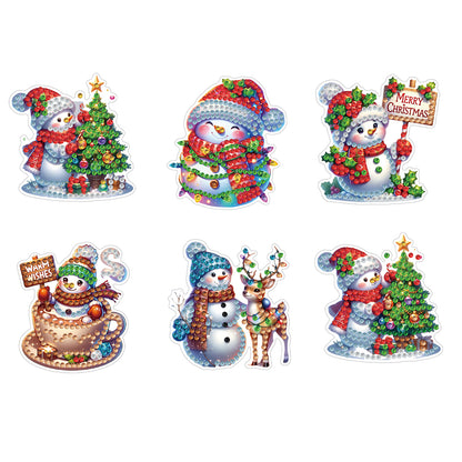6PCS 2D Flat Xmas DIY Crystal Refrigerator Magnet Round Diamond Magnetic Sticker