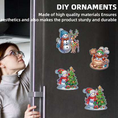6PCS 2D Flat Xmas DIY Crystal Refrigerator Magnet Round Diamond Magnetic Sticker