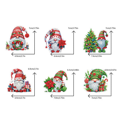 6PCS 2D Flat Xmas DIY Crystal Refrigerator Magnet Round Diamond Magnetic Sticker