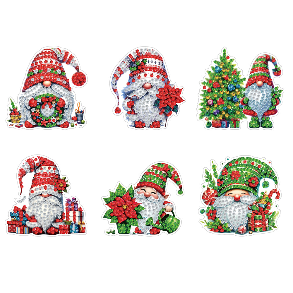 6PCS 2D Flat Xmas DIY Crystal Refrigerator Magnet Round Diamond Magnetic Sticker