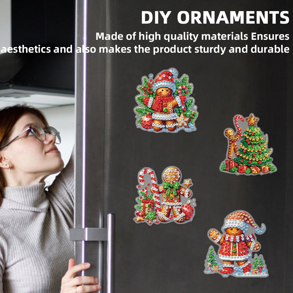 6PCS 2D Flat Xmas DIY Crystal Refrigerator Magnet Round Diamond Magnetic Sticker