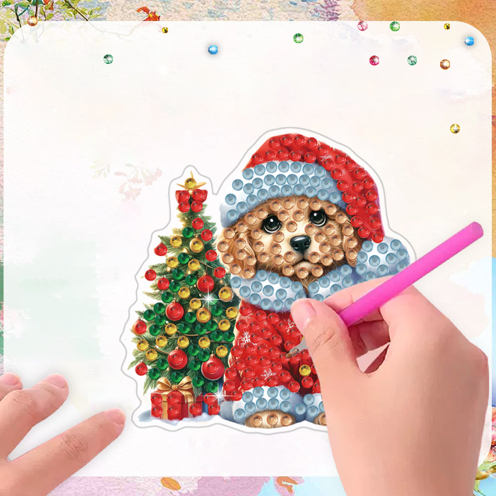 6PCS 2D Flat Xmas DIY Crystal Refrigerator Magnet Round Diamond Magnetic Sticker