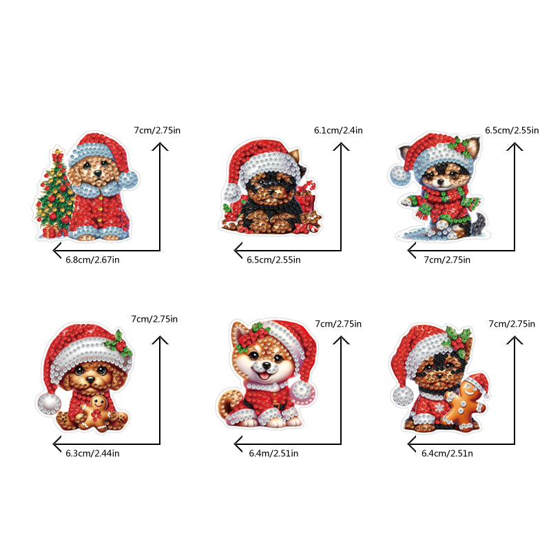 6PCS 2D Flat Xmas DIY Crystal Refrigerator Magnet Round Diamond Magnetic Sticker