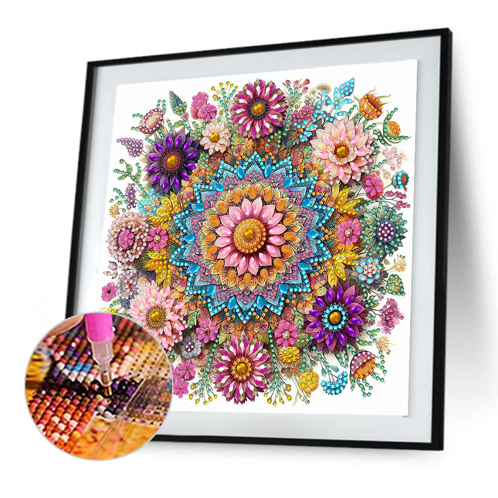 Flower Mandala - Special Shaped Drill Diamond Painting 30*30CM