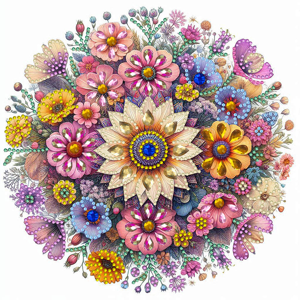 Flower Mandala - Special Shaped Drill Diamond Painting 30*30CM