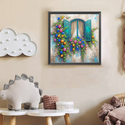 Flowers Window - Special Shaped Drill Diamond Painting 30*30CM