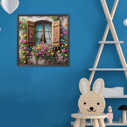 Flowers Window - Special Shaped Drill Diamond Painting 30*30CM