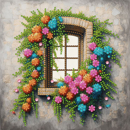 Flowers Window - Special Shaped Drill Diamond Painting 30*30CM