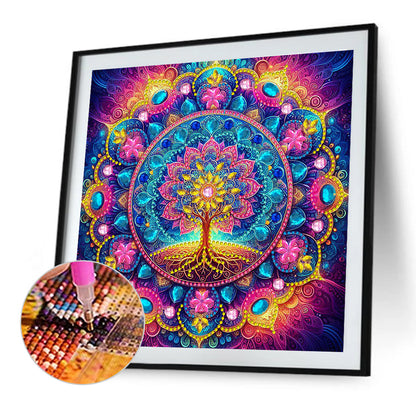 Mandala Tree Of Life - Special Shaped Drill Diamond Painting 30*30CM