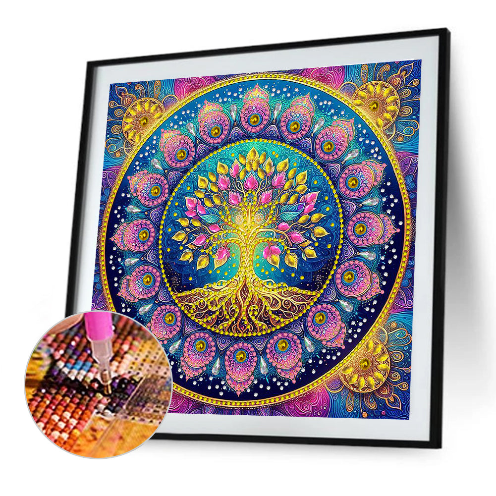 Mandala Tree Of Life - Special Shaped Drill Diamond Painting 30*30CM
