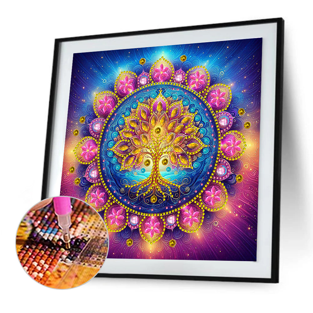 Mandala Tree Of Life - Special Shaped Drill Diamond Painting 30*30CM
