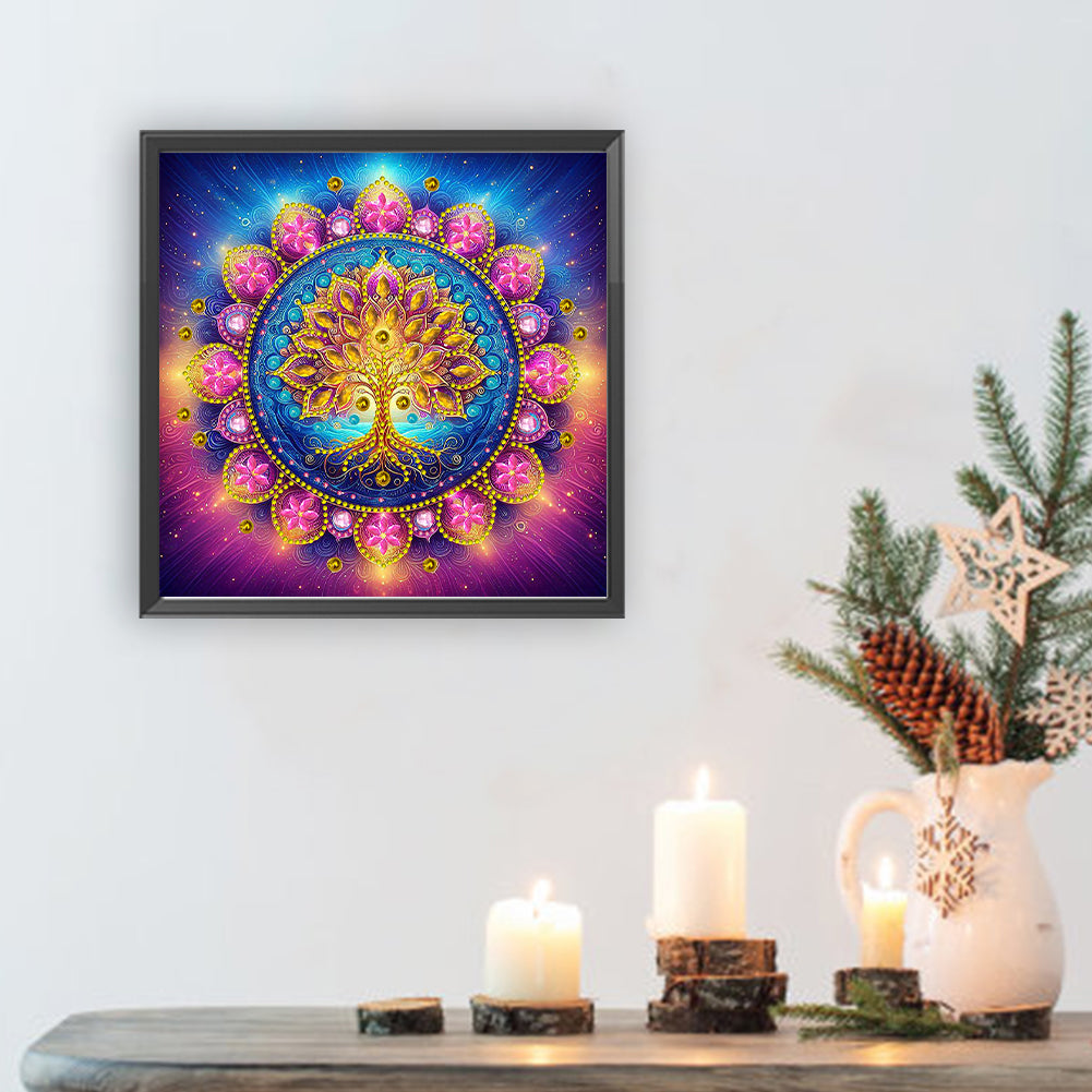 Mandala Tree Of Life - Special Shaped Drill Diamond Painting 30*30CM
