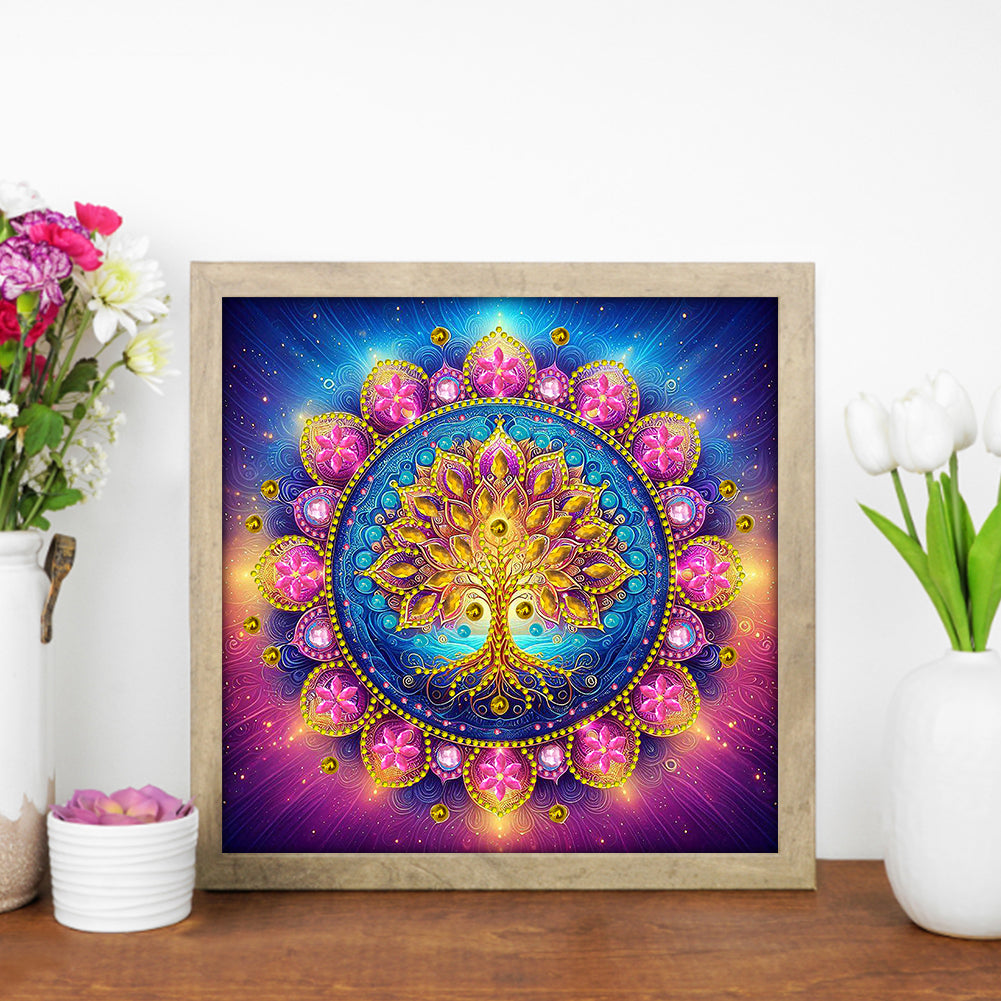 Mandala Tree Of Life - Special Shaped Drill Diamond Painting 30*30CM