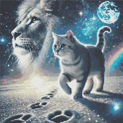 Cat And Lion - Full Round Drill Diamond Painting 40*40CM