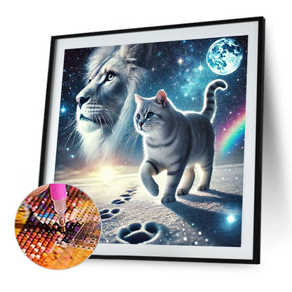 Cat And Lion - Full Round Drill Diamond Painting 40*40CM