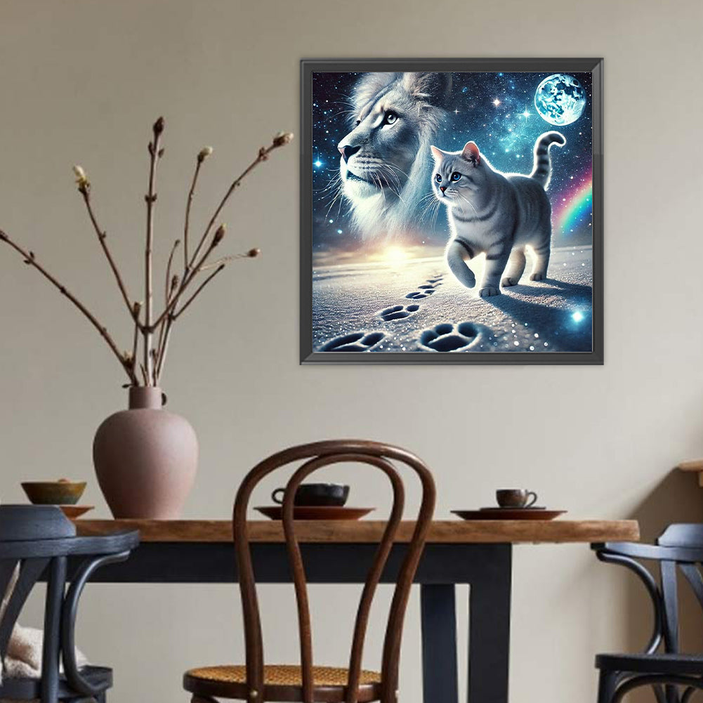 Cat And Lion - Full Round Drill Diamond Painting 40*40CM