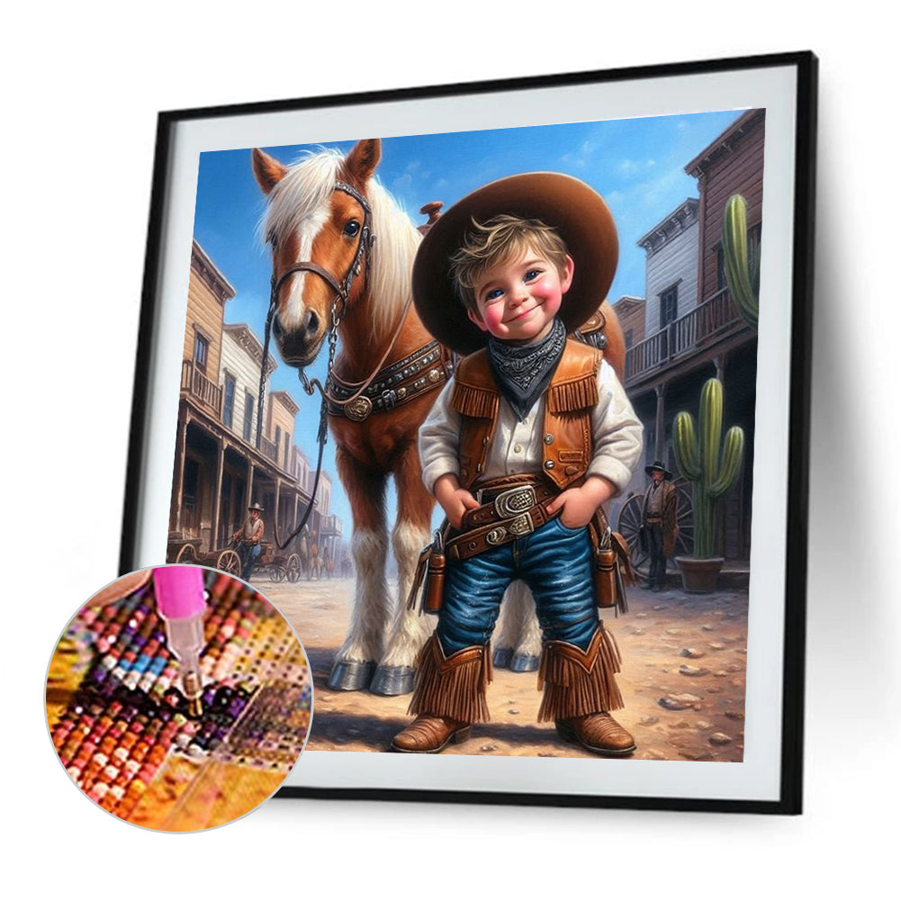 Cowboy And Horse - Full Round Drill Diamond Painting 40*40CM