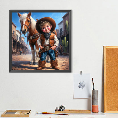 Cowboy And Horse - Full Round Drill Diamond Painting 40*40CM